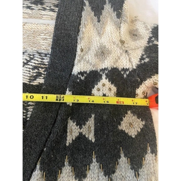 J JILL Wool Chunky Knit Southwestern Fair Isle Beaded Cardigan Sweater Size XS - Picture 12 of 14